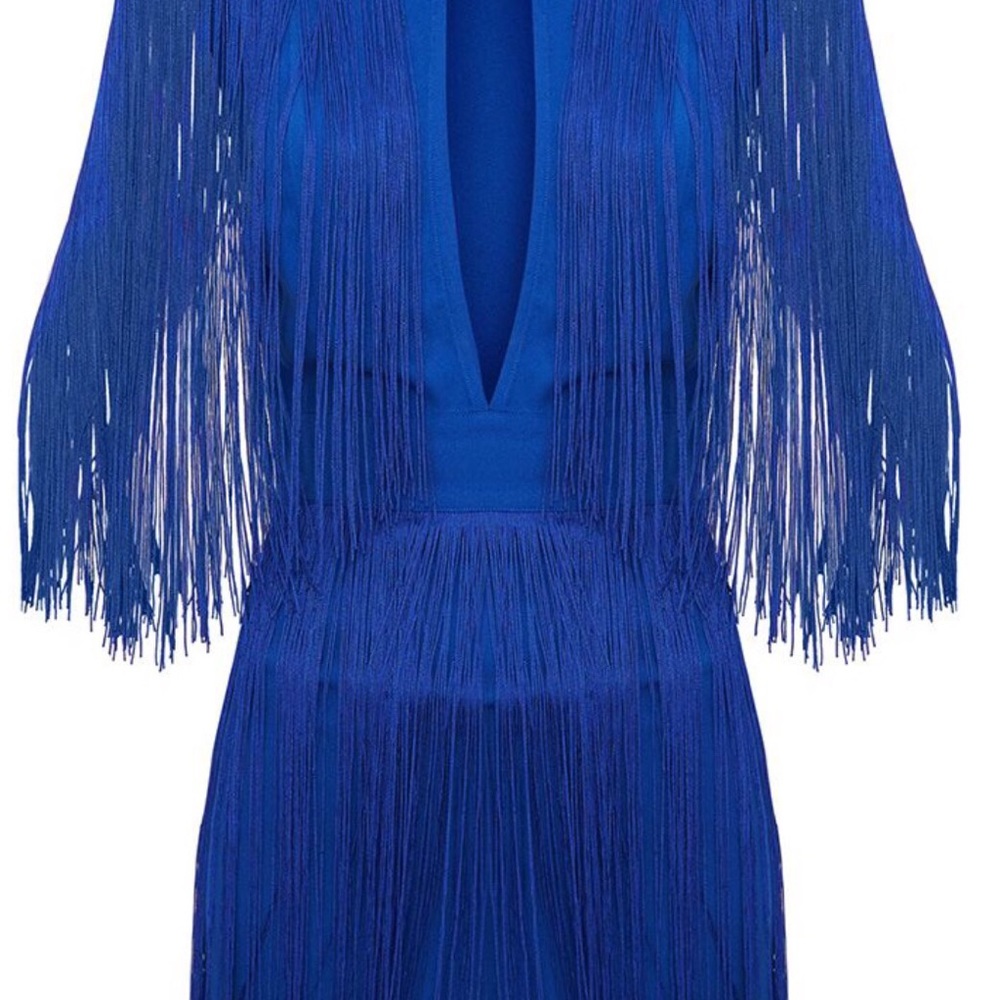 Pretty Little Thing blue tassel dress